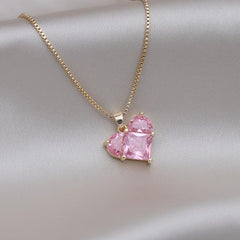Love Heart Pendant Necklace & Earrings Set Wedding Bridal Jewelry Gift