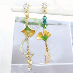 Antique Long Scalloped Asymmetrical Earrings