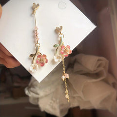 Antique Long Scalloped Asymmetrical Earrings