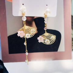 Antique Long Scalloped Asymmetrical Earrings
