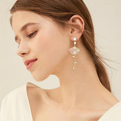 Antique Long Scalloped Asymmetrical Earrings