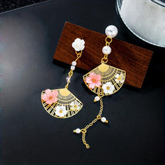 Antique Long Scalloped Asymmetrical Earrings