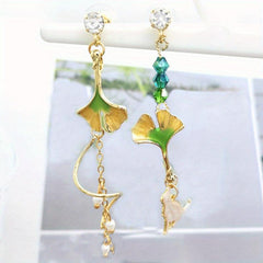 Antique Long Scalloped Asymmetrical Earrings