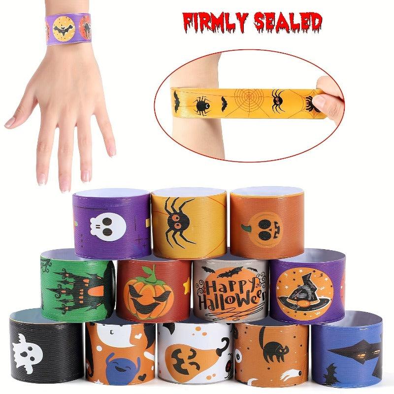 10pcs Halloween Slap Bracelets Cartoon Pop Circle Kid Toys Bracelets
