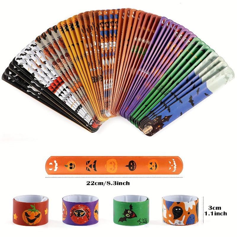 10pcs Halloween Slap Bracelets Cartoon Pop Circle Kid Toys Bracelets