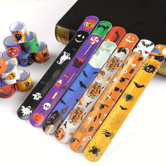 10pcs Halloween Slap Bracelets Cartoon Pop Circle Kid Toys Bracelets