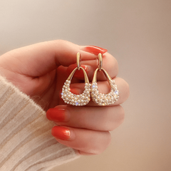 Geometric Pearl Water Drop Earrings