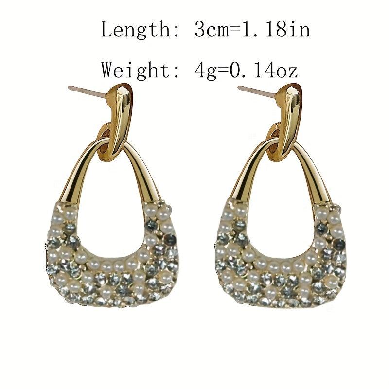 Geometric Pearl Water Drop Earrings