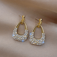 Geometric Pearl Water Drop Earrings