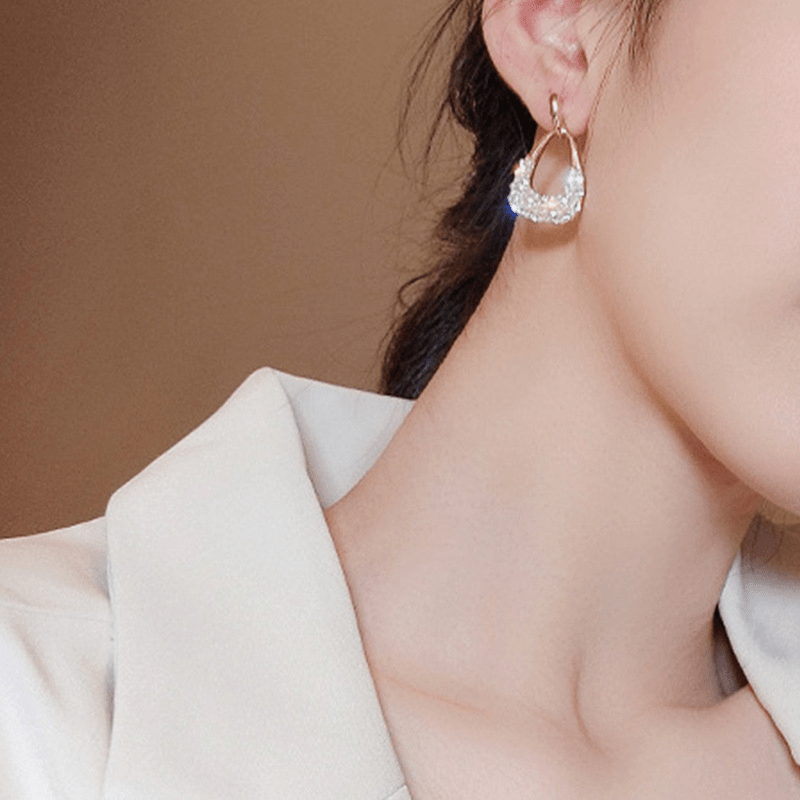 Geometric Pearl Water Drop Earrings
