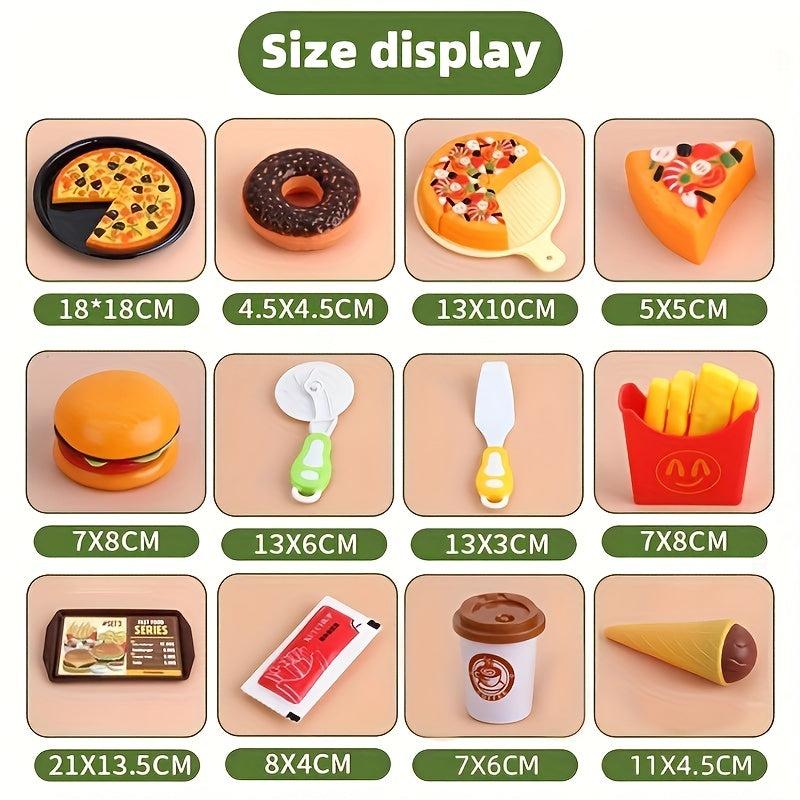 Kids Toy Mini House Burger Potatoes Fried Western Kitchen Set