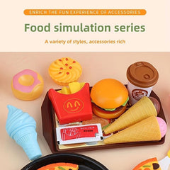 Kids Toy Mini House Burger Potatoes Fried Western Kitchen Set