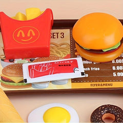 Kids Toy Mini House Burger Potatoes Fried Western Kitchen Set