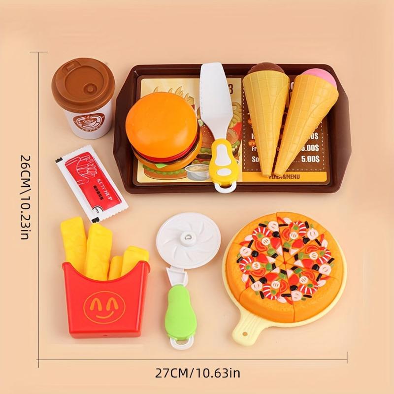 Kids Toy Mini House Burger Potatoes Fried Western Kitchen Set