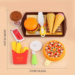 Kids Toy Mini House Burger Potatoes Fried Western Kitchen Set