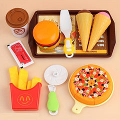 Kids Toy Mini House Burger Potatoes Fried Western Kitchen Set