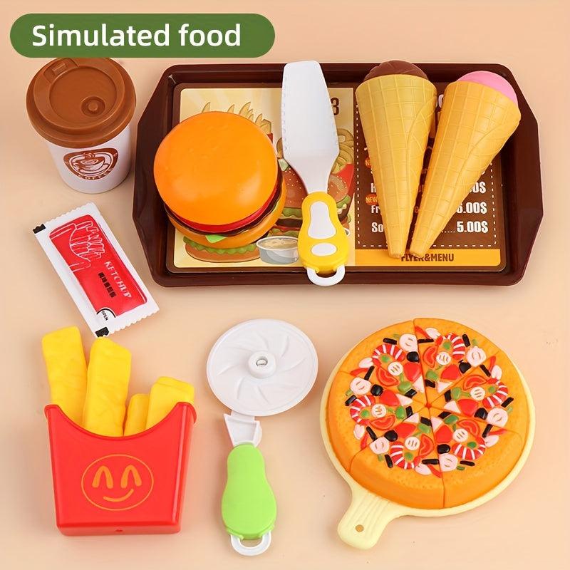 Kids Toy Mini House Burger Potatoes Fried Western Kitchen Set