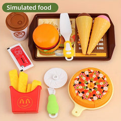 Kids Toy Mini House Burger Potatoes Fried Western Kitchen Set
