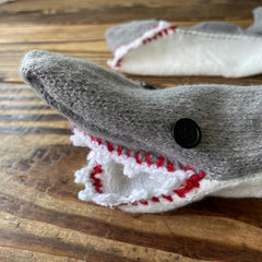 Funny Red Mouth Gray Shark Floor Socks Warm Wool Socks