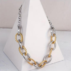 Punk Thick Twist Chain Necklace Statement Chunky Metal Chain Two Necklace