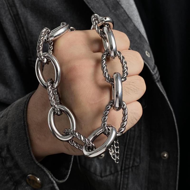 Punk Thick Twist Chain Necklace Statement Chunky Metal Chain Two Necklace