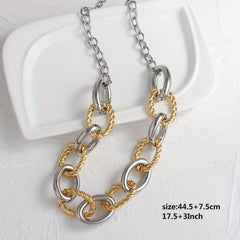 Punk Thick Twist Chain Necklace Statement Chunky Metal Chain Two Necklace