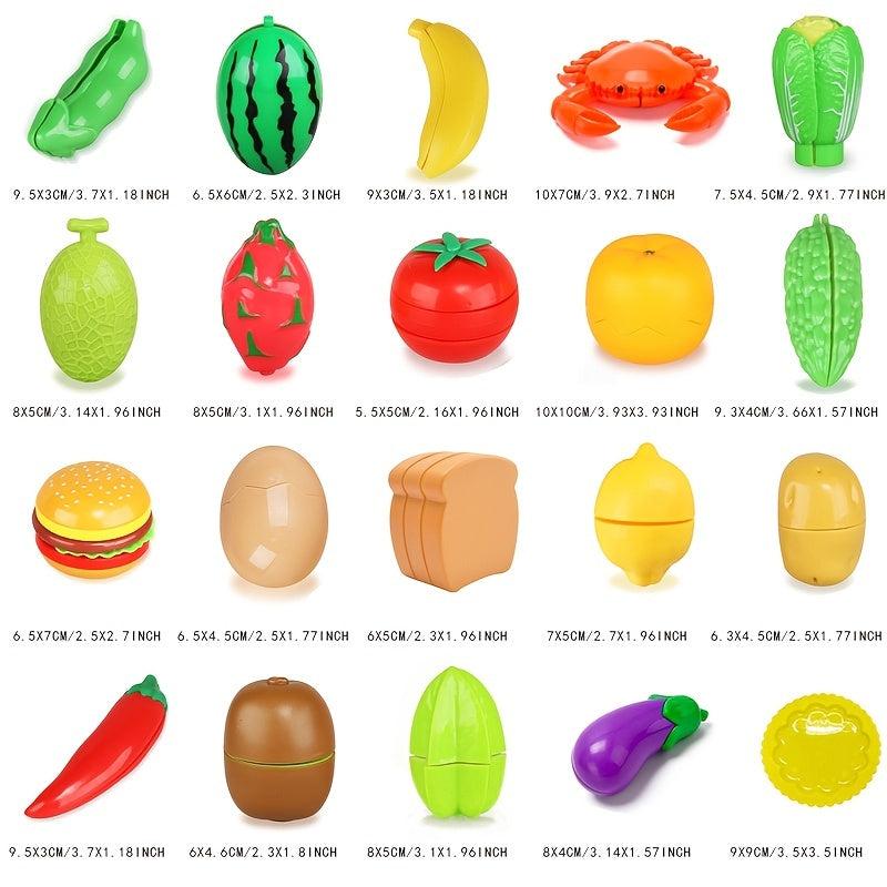 Kids Toy Simulation Vegetables and Fruits Cut for Baby Cognitive Training