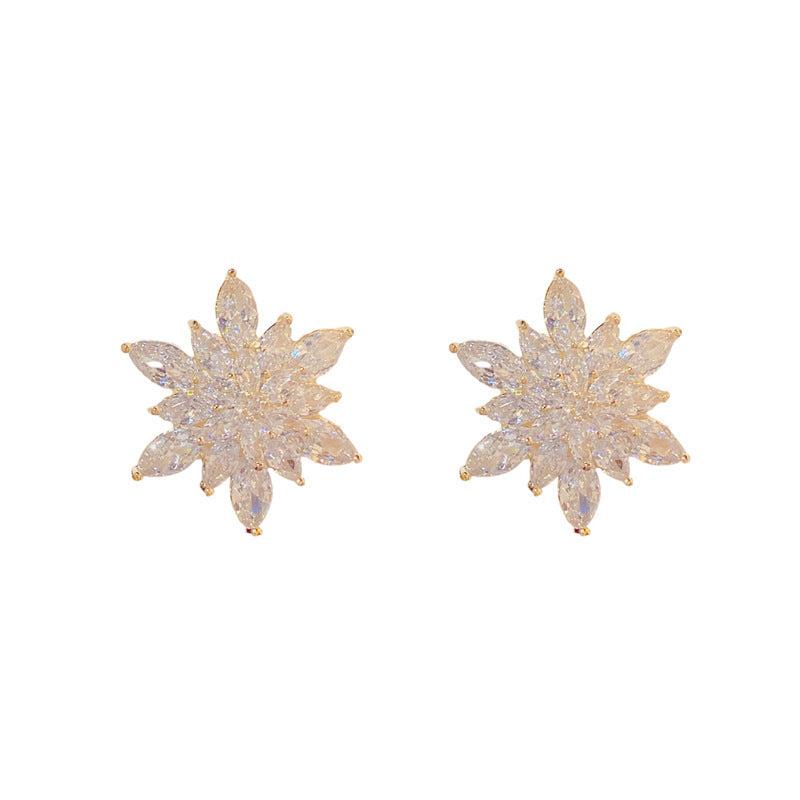 Flash Snowflake Stud Earrings Silvery Needle Earrings