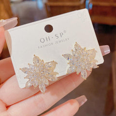 Flash Snowflake Stud Earrings Silvery Needle Earrings