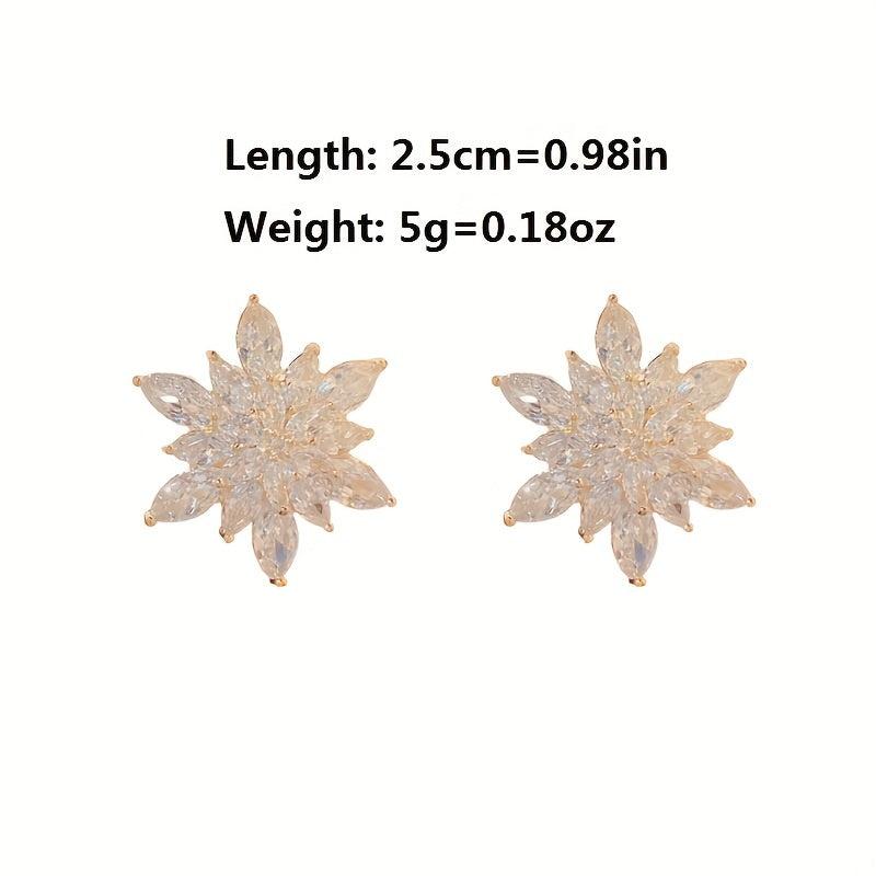 Flash Snowflake Stud Earrings Silvery Needle Earrings