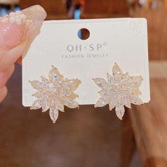 Flash Snowflake Stud Earrings Silvery Needle Earrings