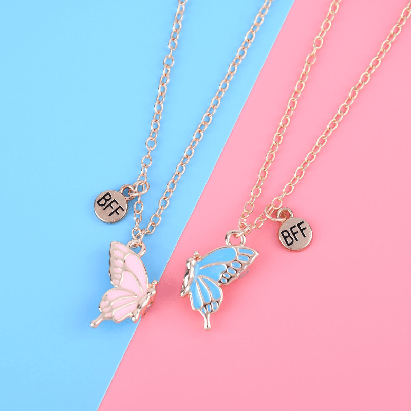 2pcs Butterfly Necklace Magnet BFF Pendant Hot Selling