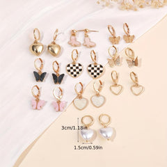 Butterfly Checkerboard Pearl Earrings for Any Occasion