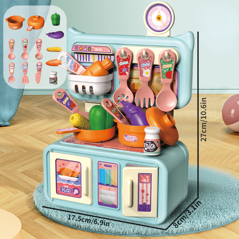 13Pcs Storage Small Table Family Children Mini Kitchen Toy Set