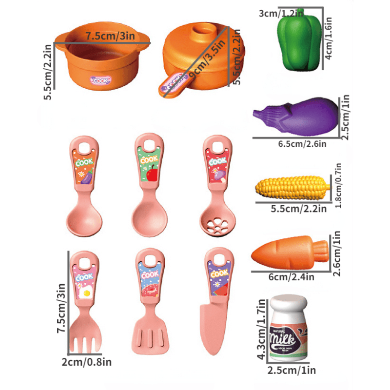 13Pcs Storage Small Table Family Children Mini Kitchen Toy Set