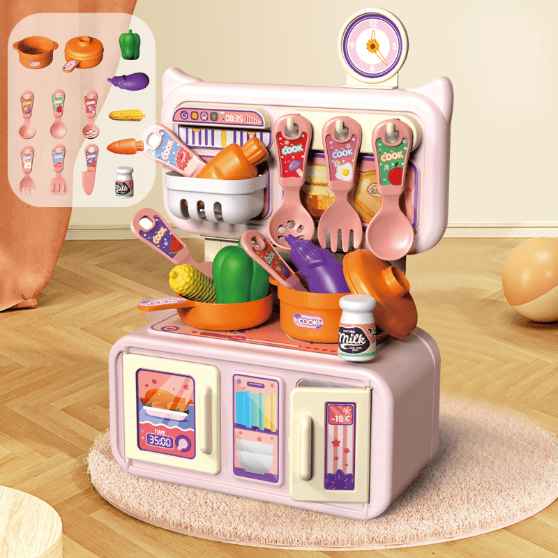 13Pcs Storage Small Table Family Children Mini Kitchen Toy Set