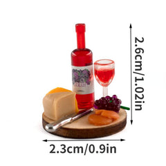 Dollhouse Cake & Wine Set - 12 Realistic Models for Decoration
