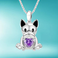 Unique Bulldog Hug Amethyst Pendant Necklace for Girl's Birthday