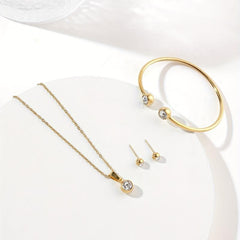 Stainless Steel Necklace Earring Bracelet Set for Women