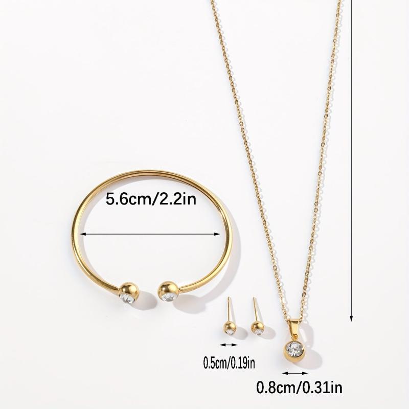 Stainless Steel Necklace Earring Bracelet Set for Women
