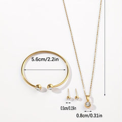 Stainless Steel Necklace Earring Bracelet Set for Women