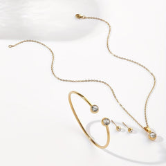 Stainless Steel Necklace Earring Bracelet Set for Women
