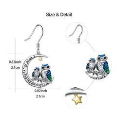 Cute Owl Moon Earrings for Women and Girls - Birthday Christmas Gift