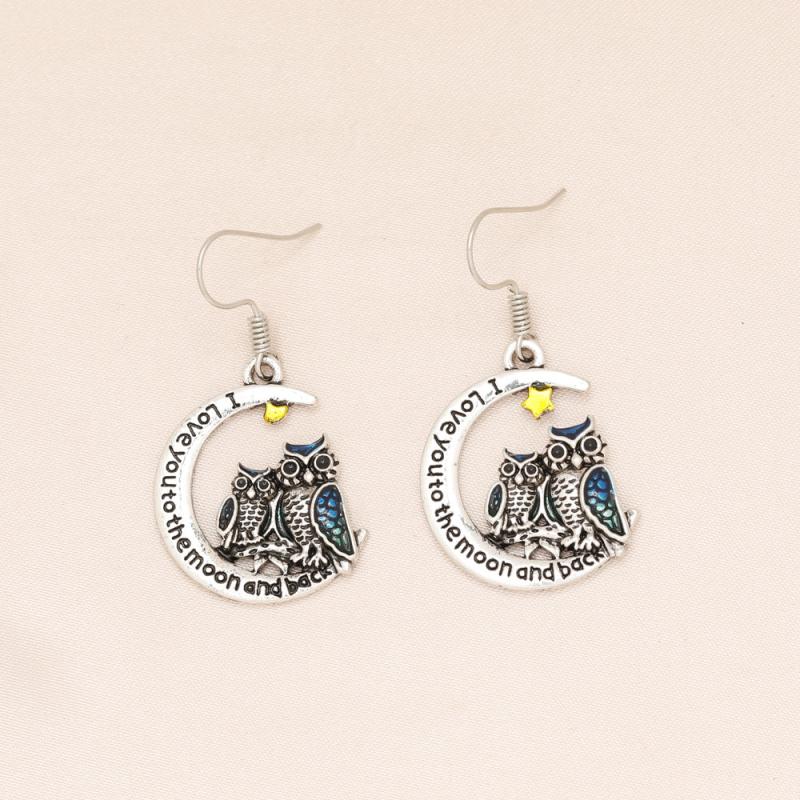 Cute Owl Moon Earrings for Women and Girls - Birthday Christmas Gift