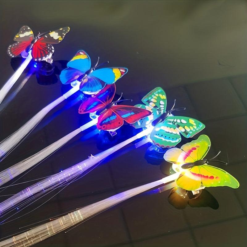 10pcs LED Light up Rainbow Butterfly Braid Fiber Optic Hair Clip