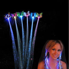 10pcs LED Light up Rainbow Butterfly Braid Fiber Optic Hair Clip