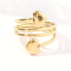 Double Love Stainless Steel Ring Combo