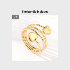 Double Love Stainless Steel Ring Combo