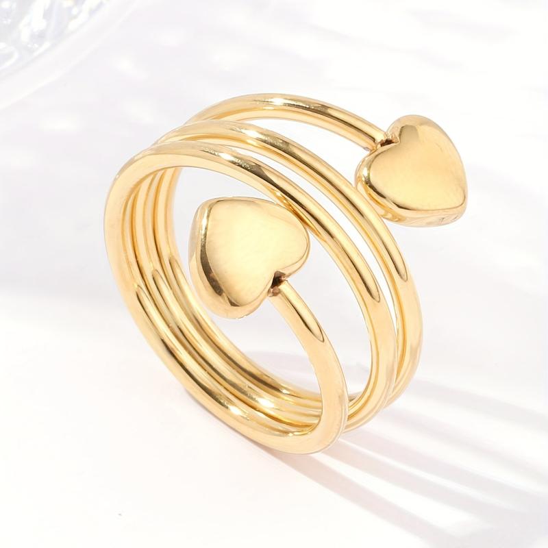 Double Love Stainless Steel Ring Combo