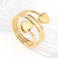 Double Love Stainless Steel Ring Combo